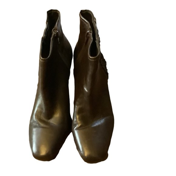 Alex Marie Alisa Dark Brown Braided Leather Ankle Bootie-Size 7 - Picture 7 of 10